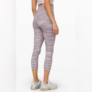 Lululemon Align Crop 21" Mini Space Dye Herringbone Jacquard Black Cherry White